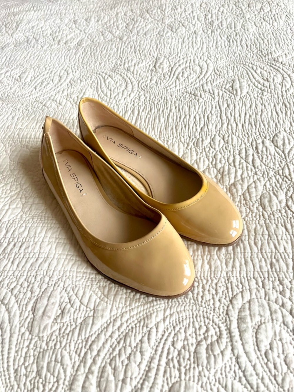 Via Spiga Glossy nude Patent leather Ballet Flats
